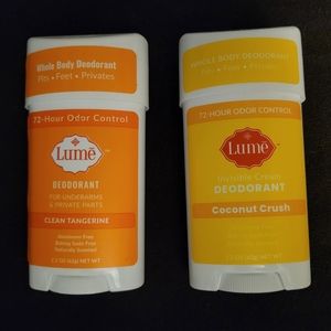 Lumē cream deodorant, full size, Twisted Tangerine and Coconut Crush, NEW